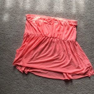 Strapless pink and white striped blouse (s)
